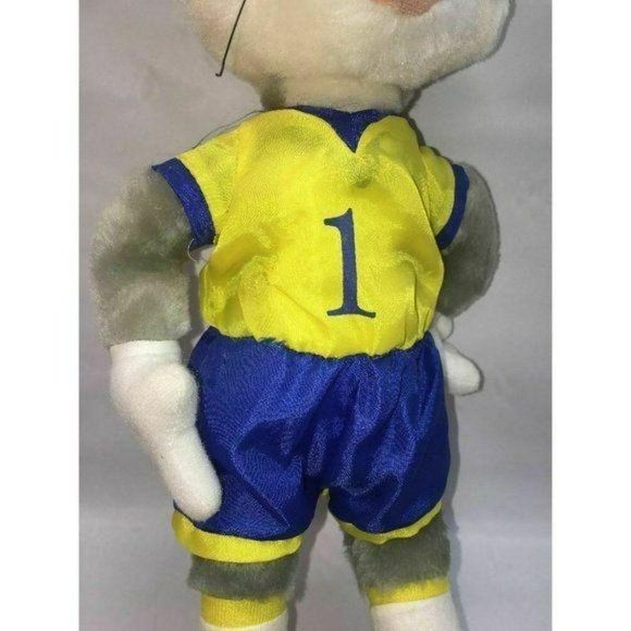 1998 Warner Brothers Looney Tunes Bugs Bunny Soccer Player Blue yellow - Picture 2 of 4